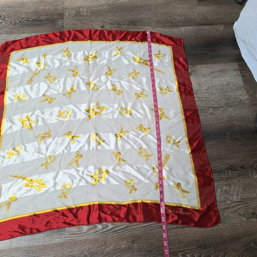 Vintage Paloma Picasso Twill Silk  ❌️,♥️, 🌟s Scarf, 34 X 33.5 Inches